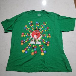 M & M's Candy Color Burst 2015 Graphic Green T-Shirt 2X EUC Mars M&M's